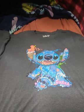 Disney Black Kids Sweatshirt with Colorful Blue Stitch Graphic